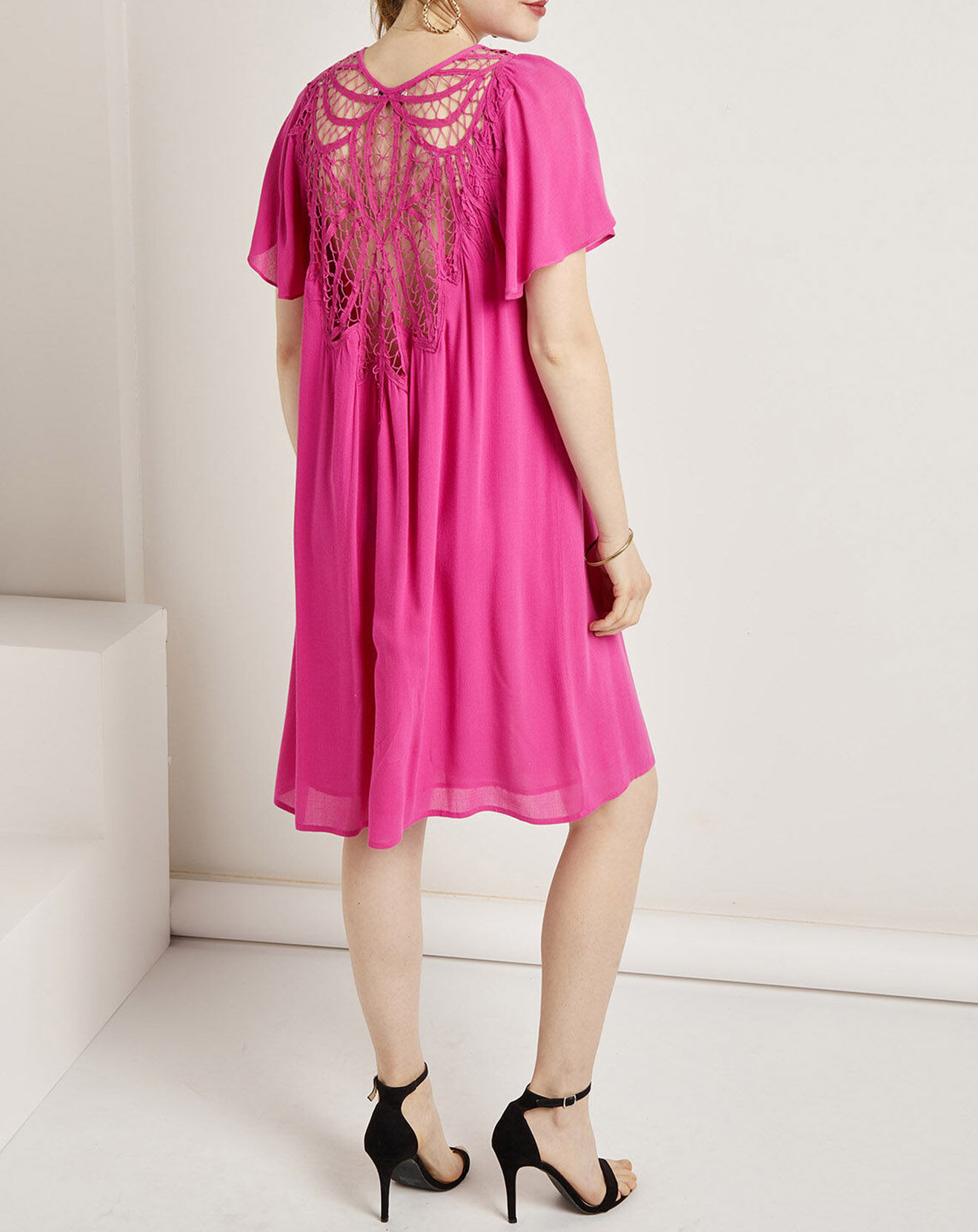 See u Soon Robe Astana ajourée fushia