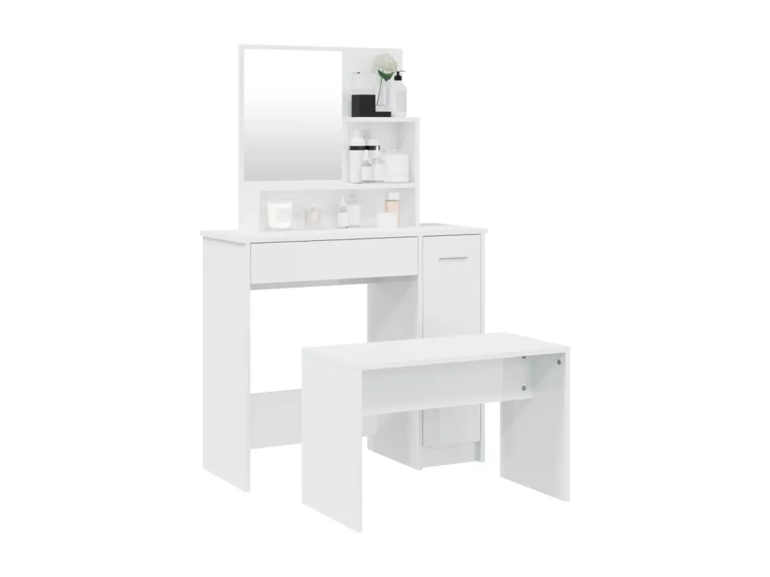 Ensemble de coiffeuse Blanc brillant 86,5x35x136 cm