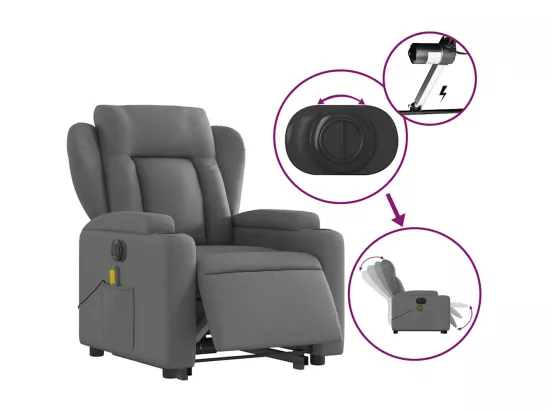 Fauteuil inclinable massant électrique Gris foncé Tissu