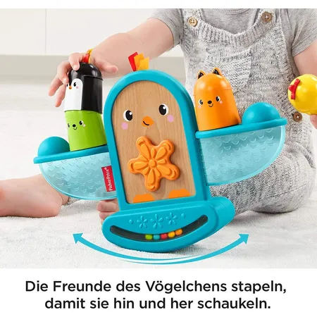 Fisher-Price Stapel & Schaukel Vögelchen, Baby-Spielzeug, Stapelspielzeug