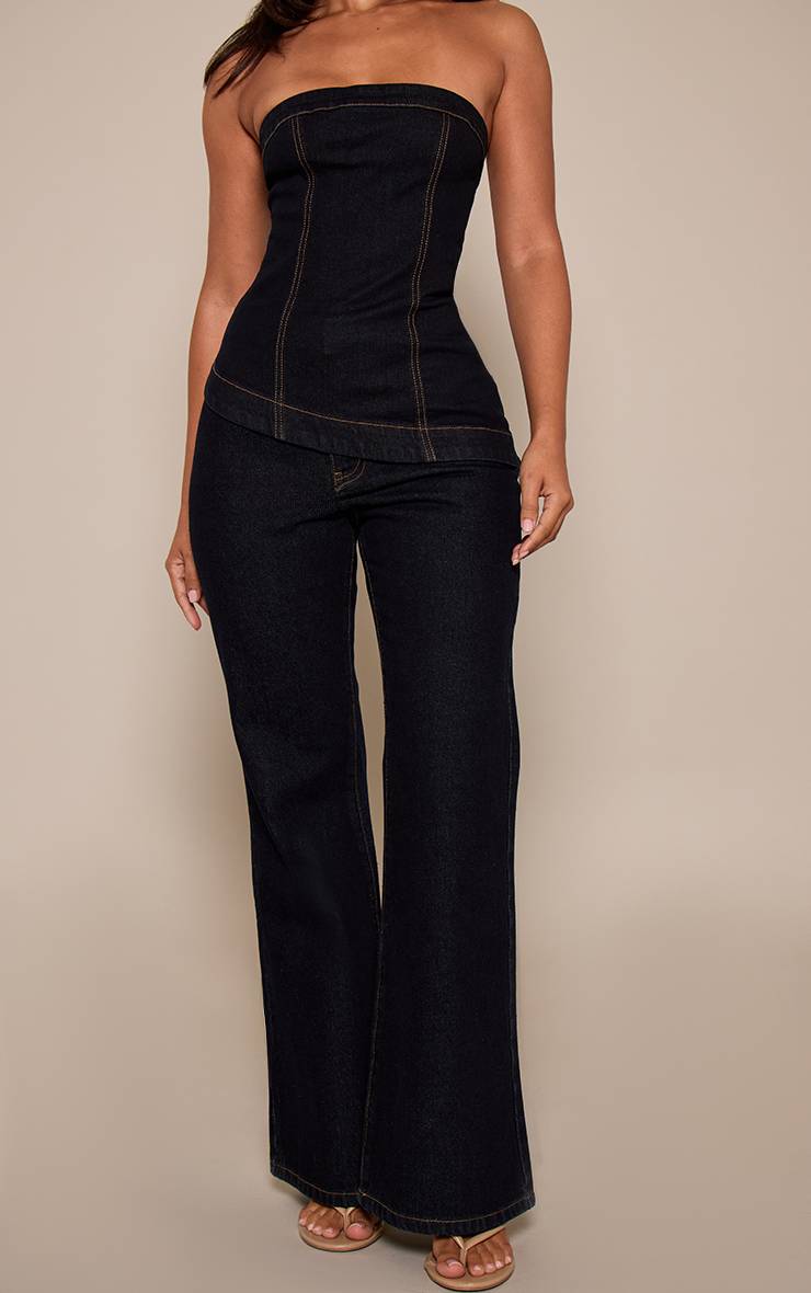 Bleu Indigo Jean En Denim Évasé Petite Avec Fermeture Éclair Latérale