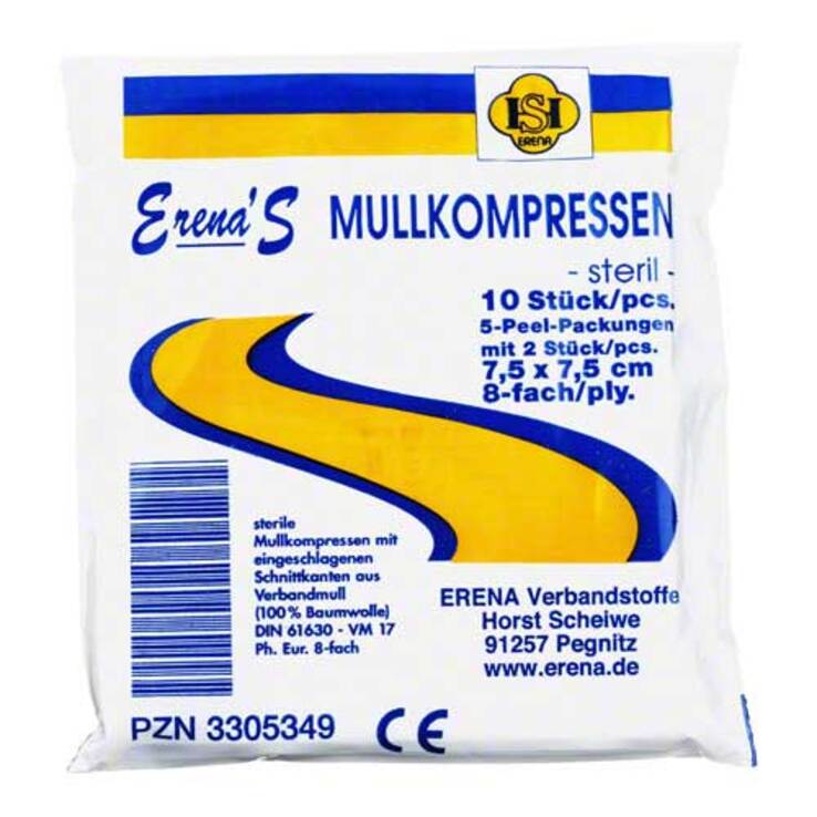 Erena Steril Mullkompresse 7,5x7, 5X2 St