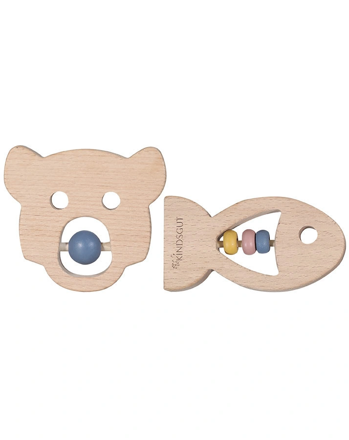 Beißring-Set BÄR & FISCH 2-teilig aus Holz
