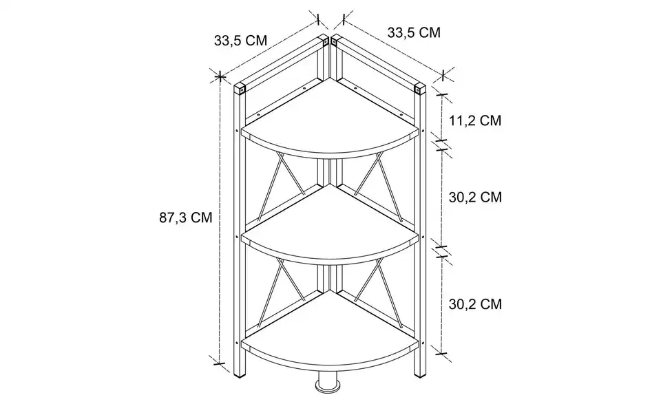Eckregal Eiche (Nachbildung) 87 cm