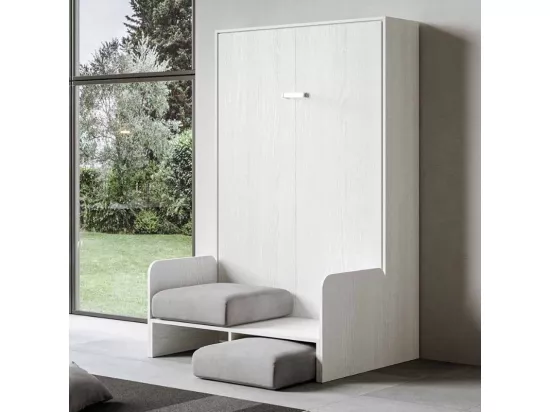 Armoire lit 120x190 avec canapé et meuble haut bois noyer Kanto-Couleur Microfibre 38