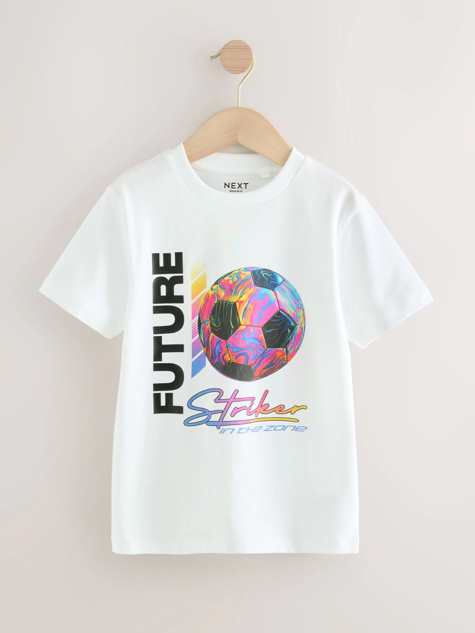 Zwart/wit/meerkleurig met voetbalprint - Regular fit T-shirts met grafische print en korte mouwen 3 stuks (3-16jr)