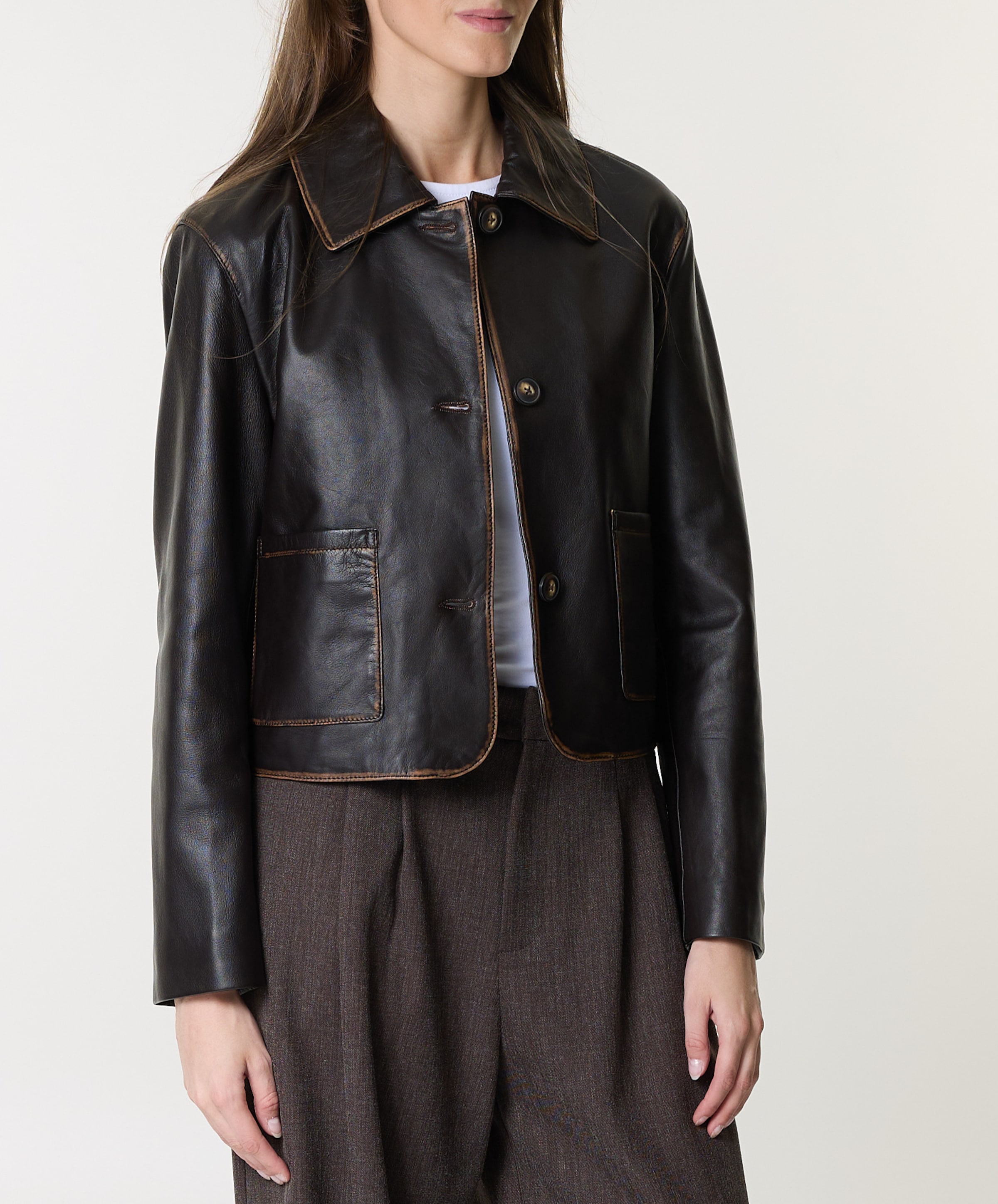 STUDIO AR Dames leren jas blauw