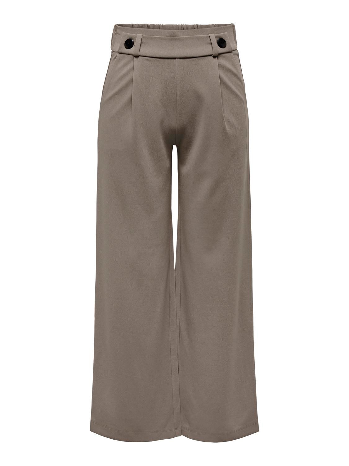 JDYGEGGO Mittlere Taille Weiter Beinschnitt Hose mit weitem Beinschnitt Driftwood