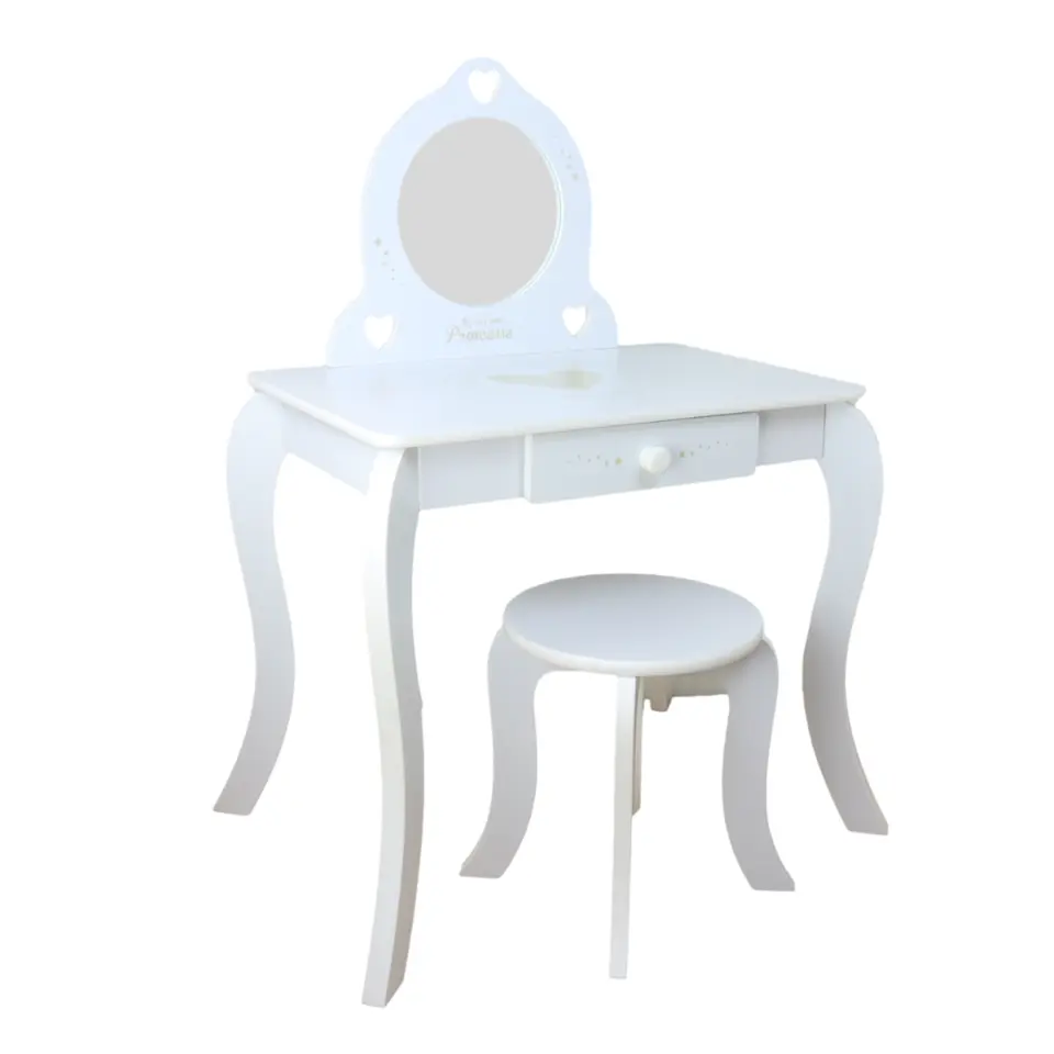 MISOU Make up Tafel voor Meisjes Kaptafel Kind met Kruk en Spiegel
