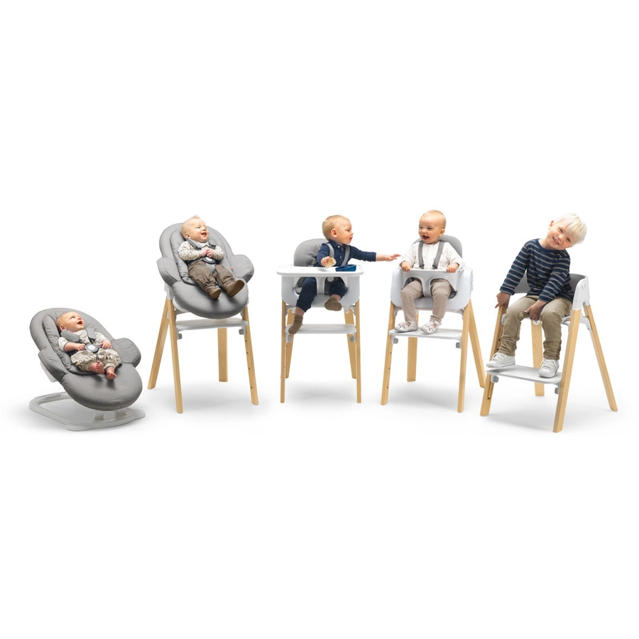 STOKKE® Steps™ Hochstuhl weiß Buche Hazy Grey