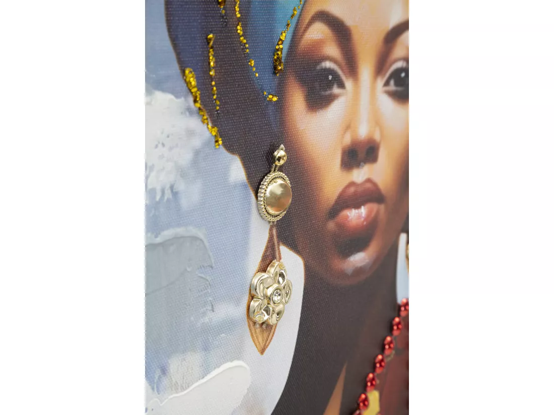 Peinture de femme multicolore sur toile avec cadre 52x4,5x152 cm