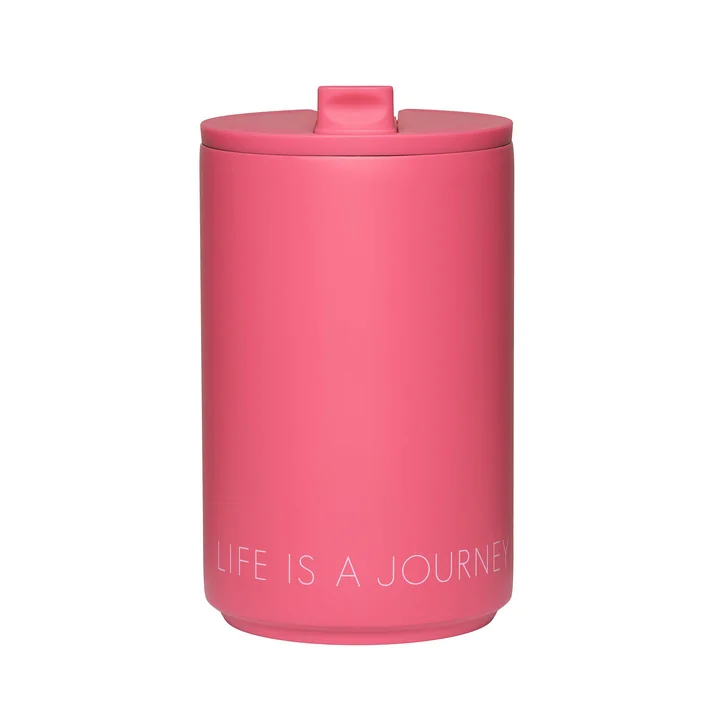 Design Letters - Thermo Cup 0.35 l, Life Is A Journey Take Me Along / cherry pink