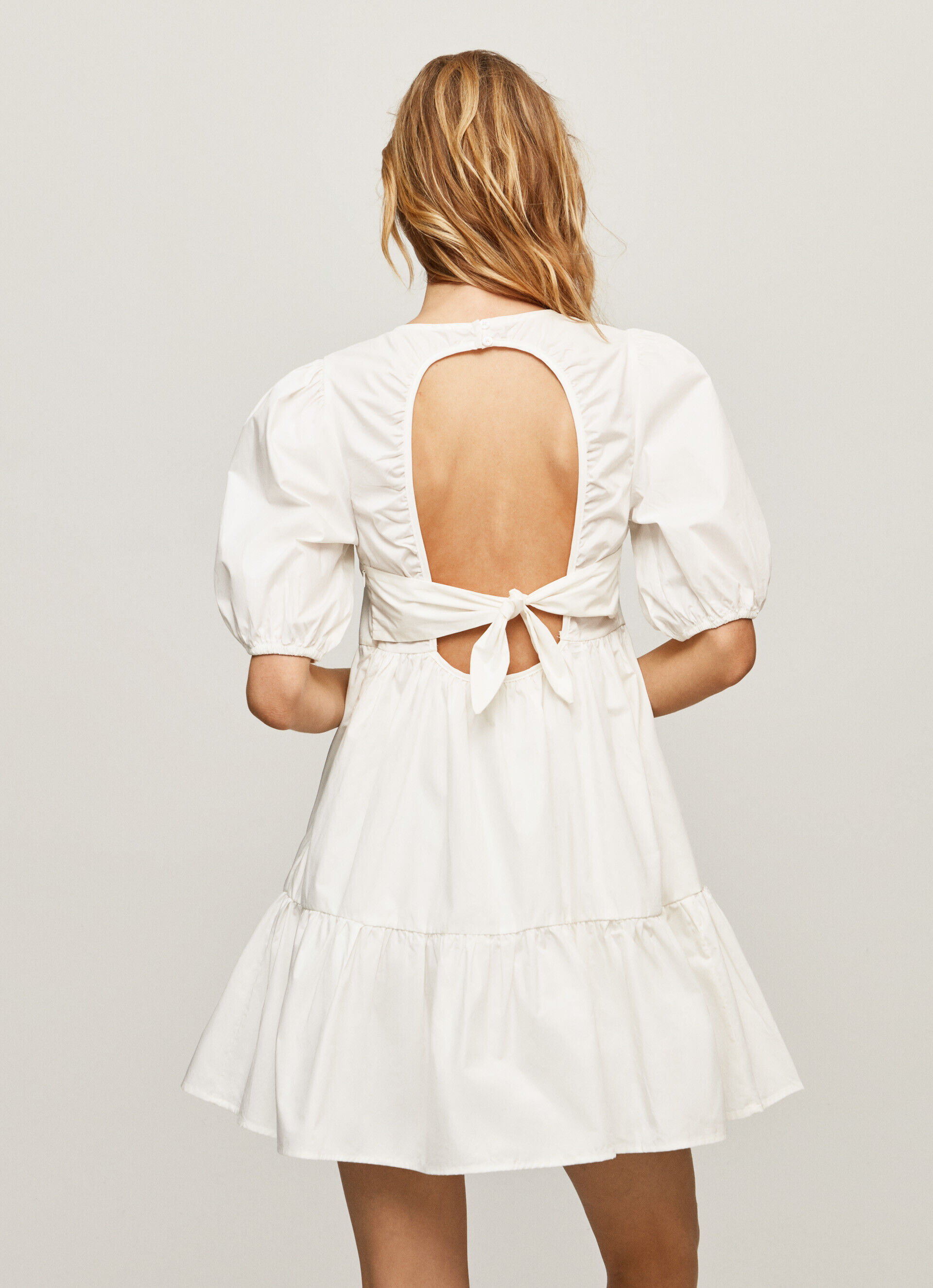 VESTIDO DE POPELINE DE ALGODÃO - branco