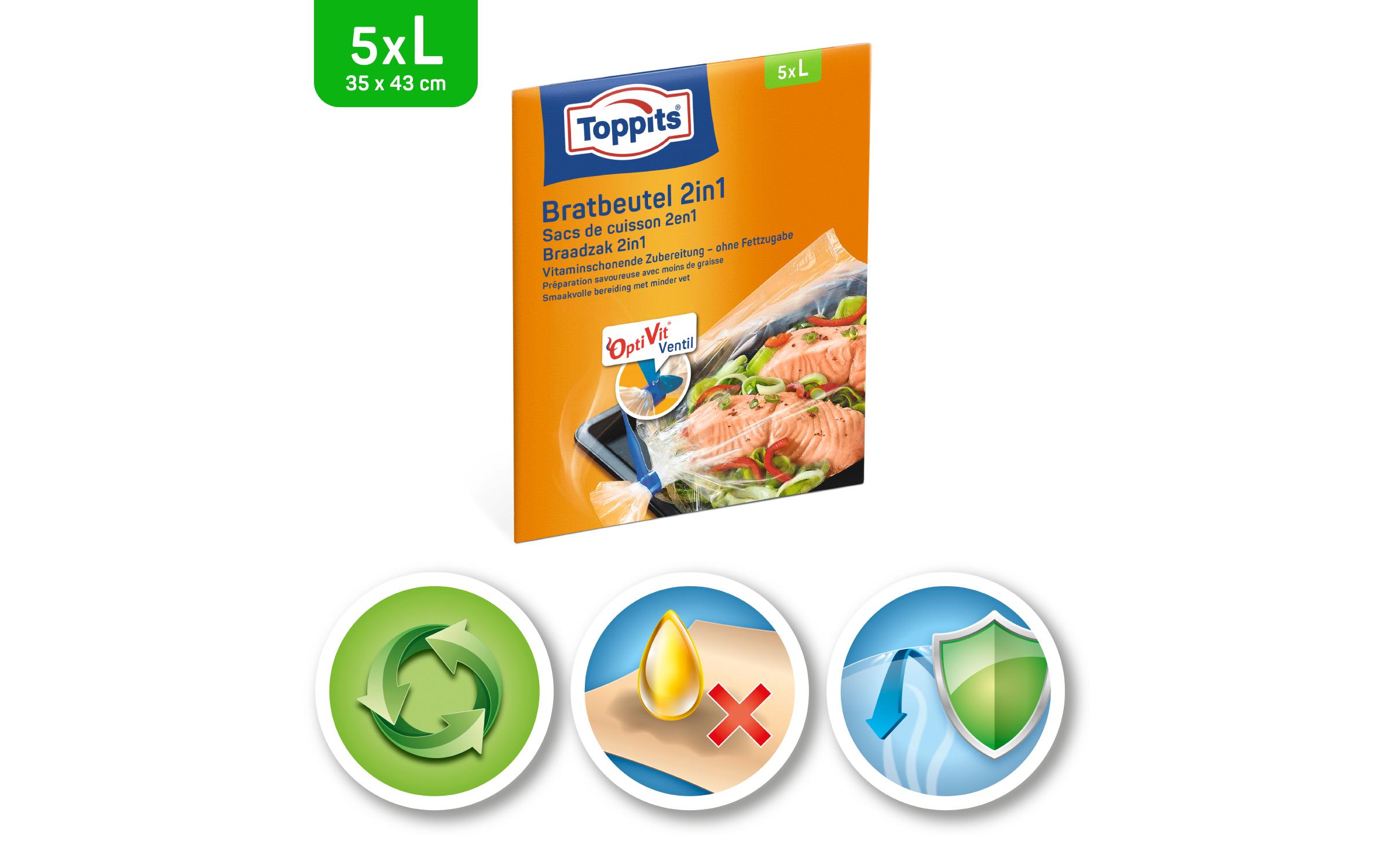 Bratbeutel 2 in 1 Grösse L, 5 StückBratbeutel für fettfreies Braten und Dampfgaren