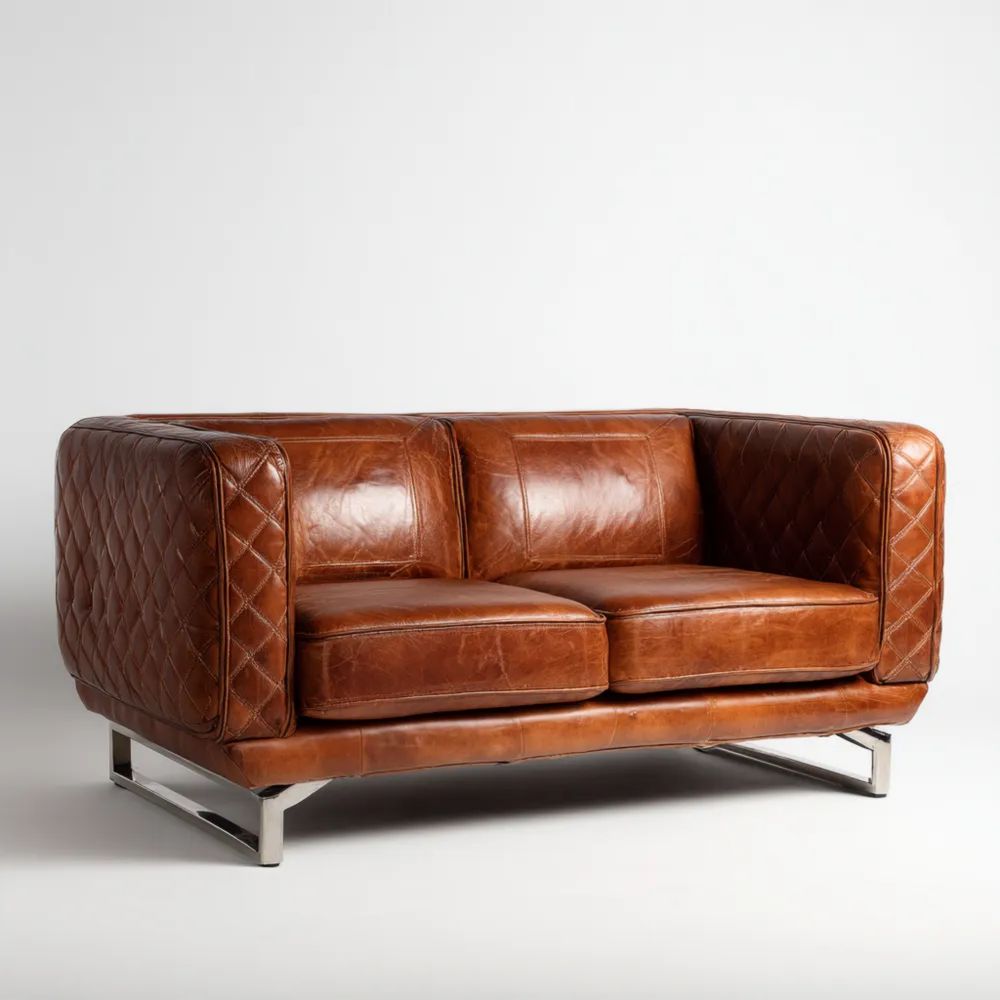 2-Sitzer Ledersofa – 150x85x75 cm – Braun