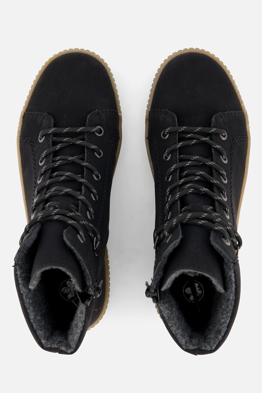 Rieker Veterboots zwart Nubuck