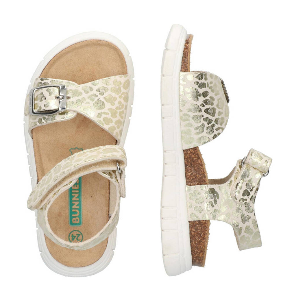 BunniesJR Britt Beachsandalen met panterprint champagne