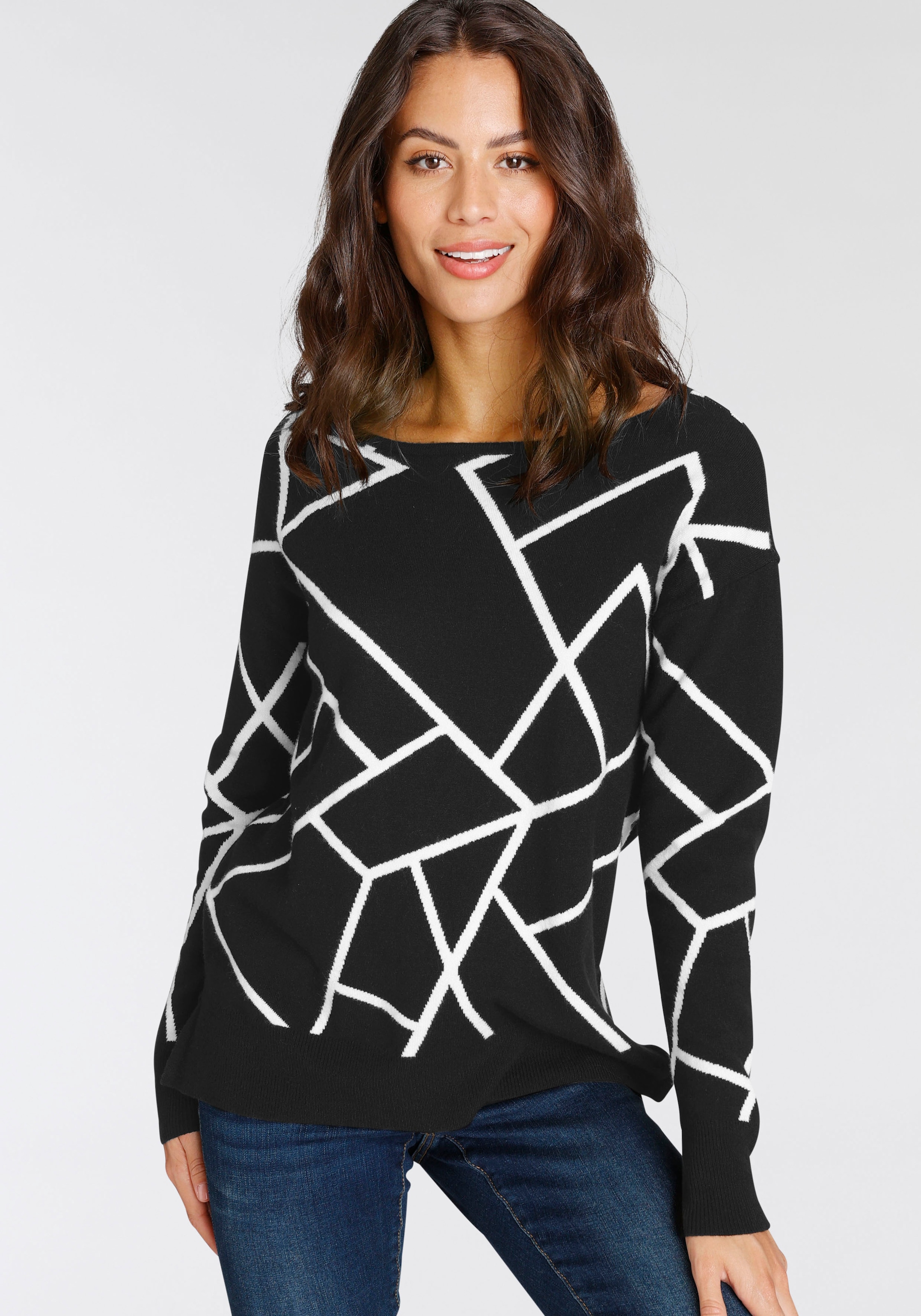 Laura Scott Jacquardpullover , mit Rundhalsausschnitt und modischem Muster