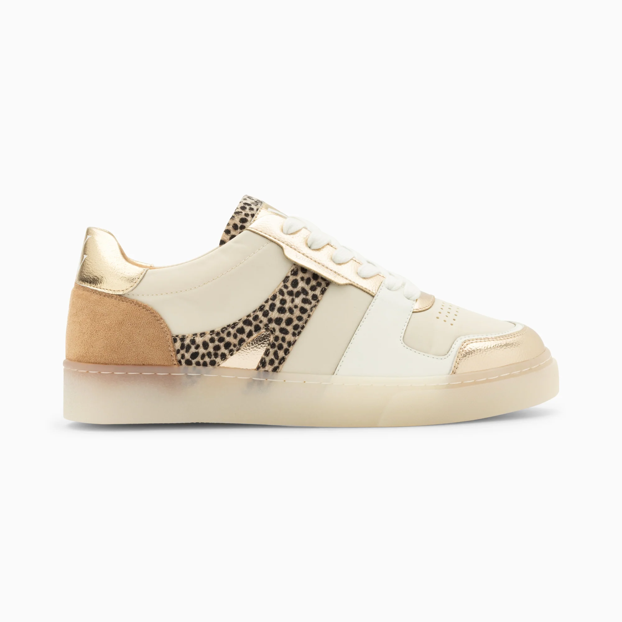 Sneakers-Baskets Sanae beige et champagne à semelle transparente