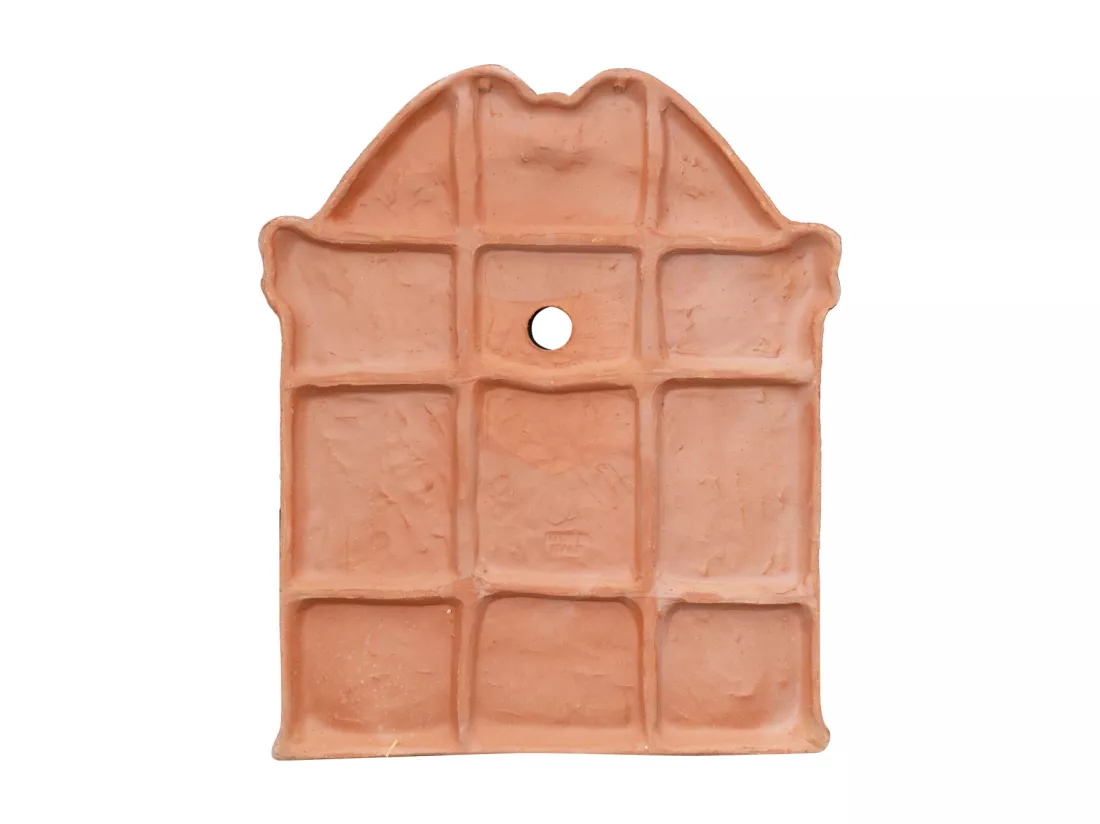 BISCOTTINI Fontaine - Fronton en Terre Cuite - Décorative - Fontaine de Jardin - Extérieur - Fontaine Murale - Dosseret - Décoration Murale - Décoration de Jardin - 37x3x47cm