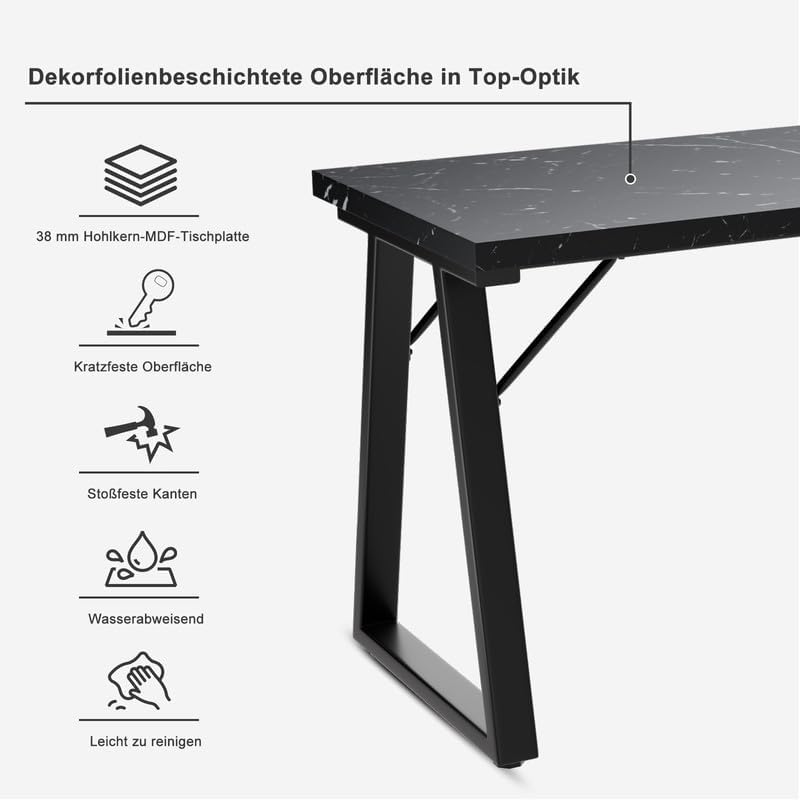 Esstisch im modernen Design für 4–6 Personen mit großer Tischplatte – wahlweise 140×80×75 cm oder 120×60×75 cm