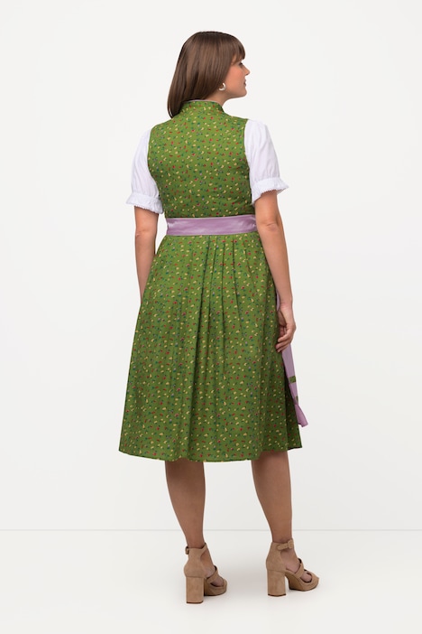 Dirndl, Blüten, Schmuckknöpfe, V-Ausschnitt, ärmellos