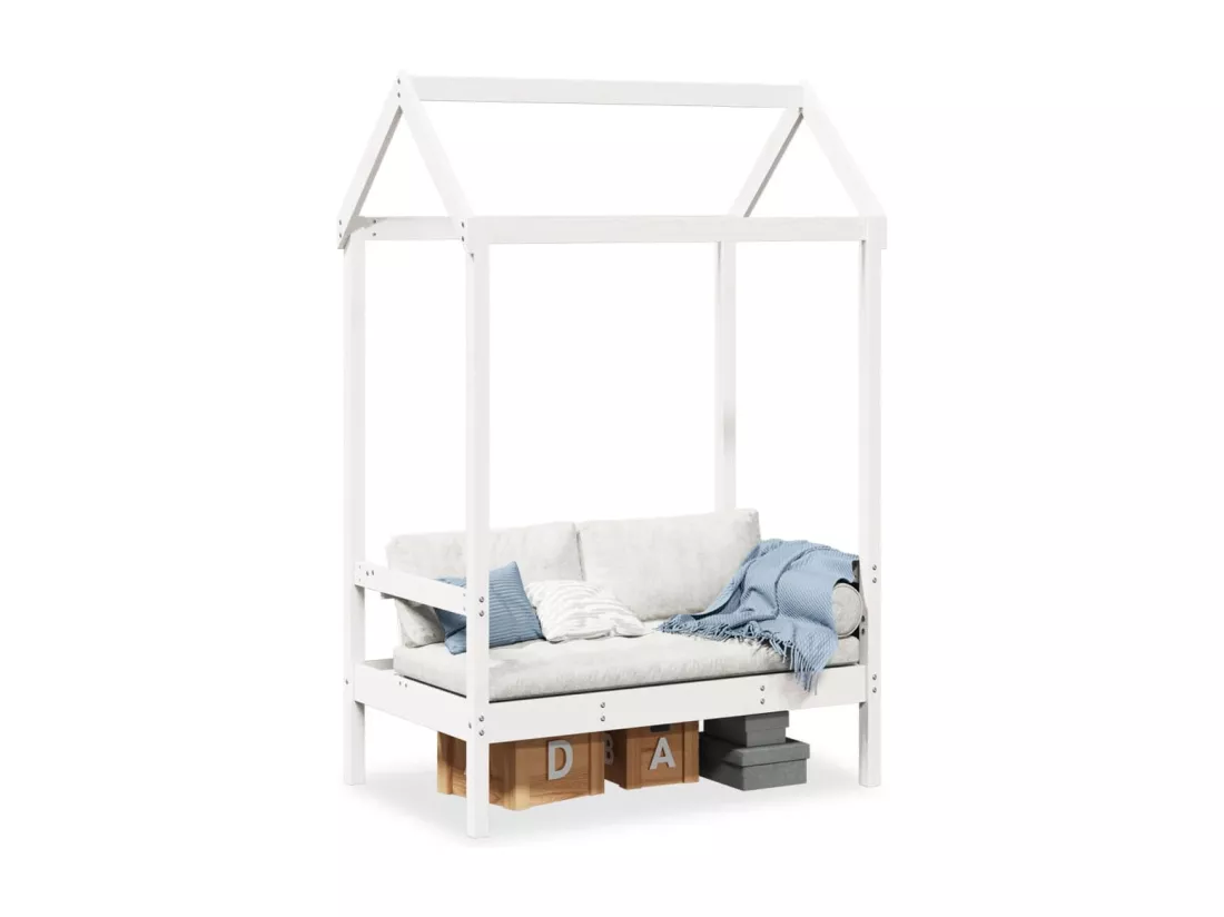 Banc avec toit blanc 117,5x70x176,5 cm bois de pin massif
