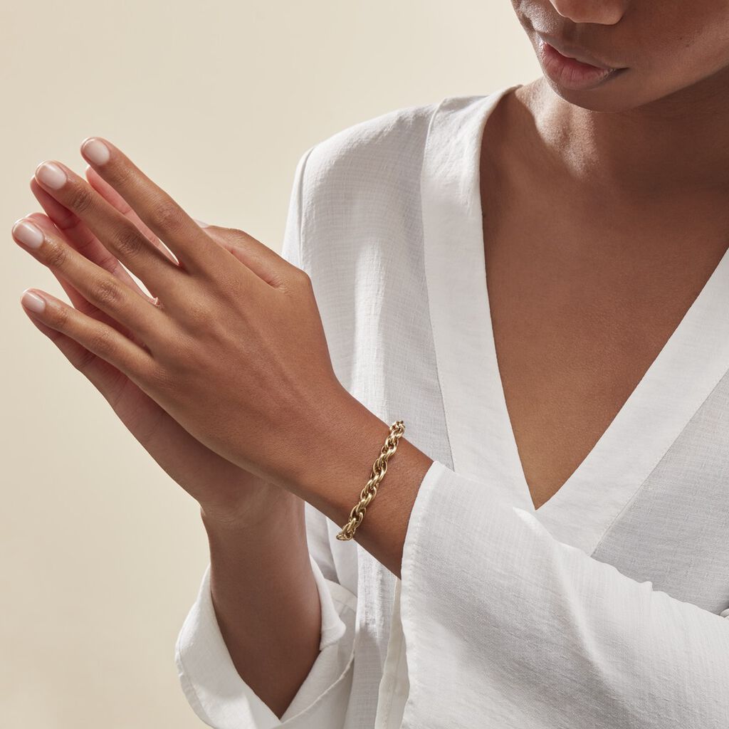 Bracelet Chaine Epaisse Acier Dore Dusty