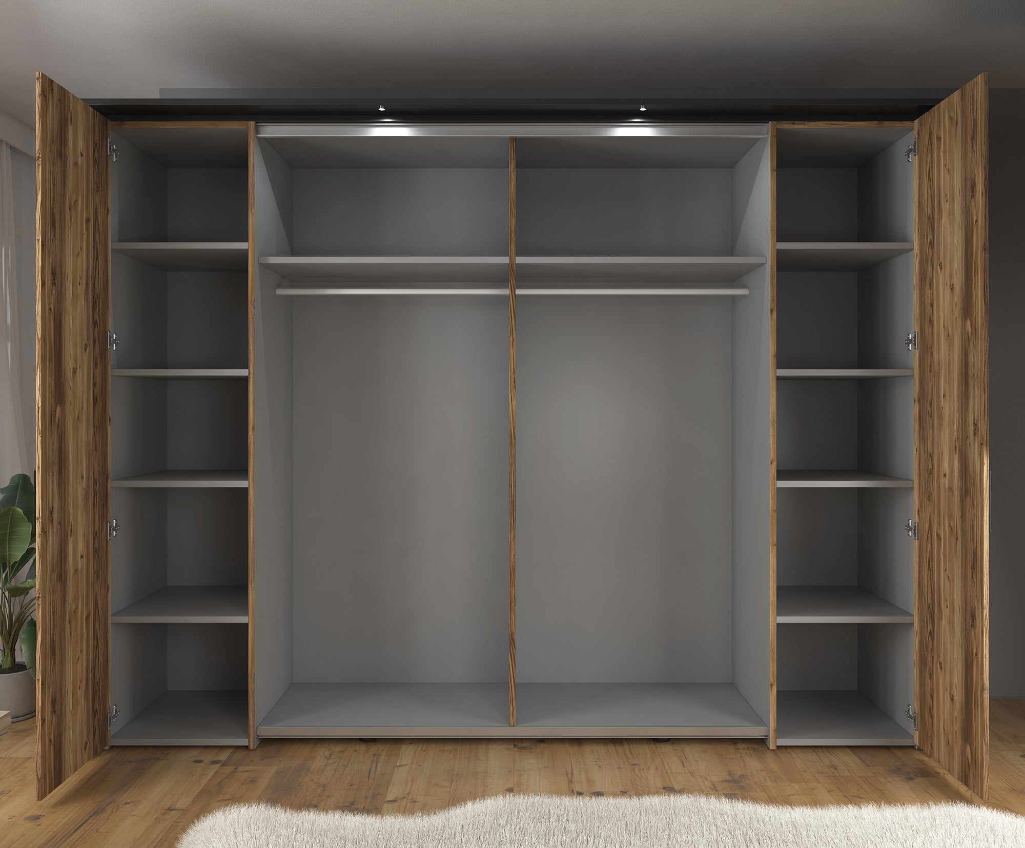 Jacob - Kledingkast met schuifdeuren - Zwart/eiken - 280x67x214 cm