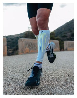 Manchons de Compression Compressport R2 Aero Blanc / Jaune