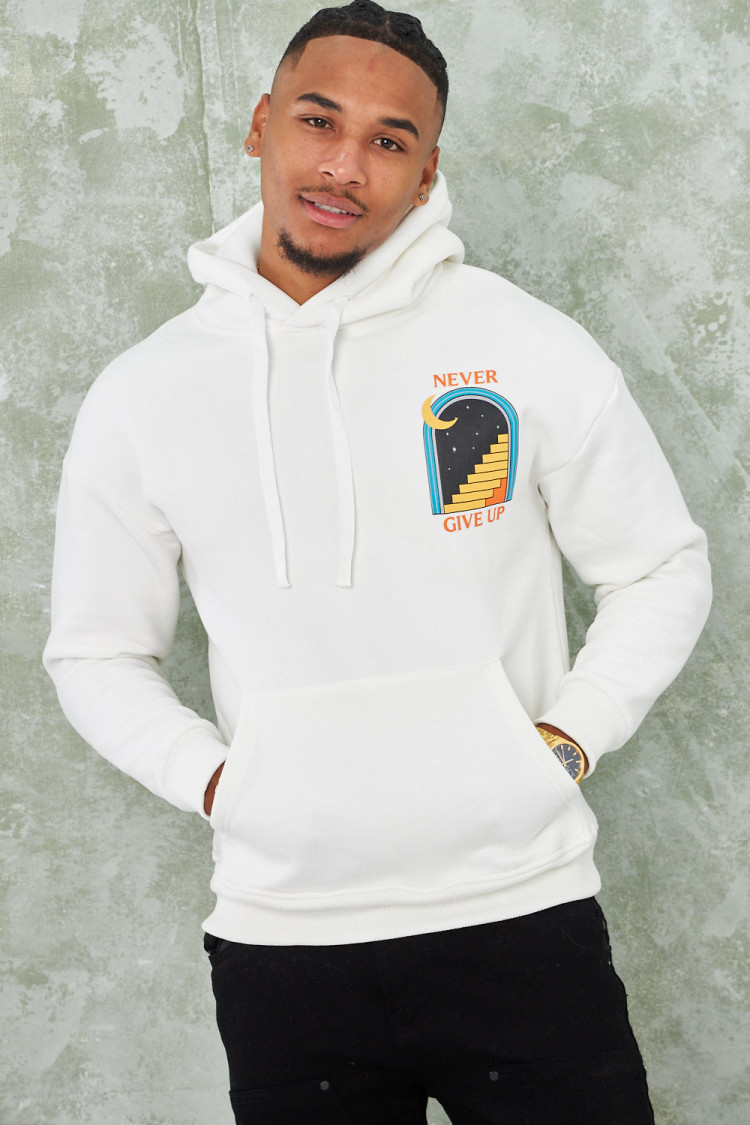 Sweat blanc à capuche 