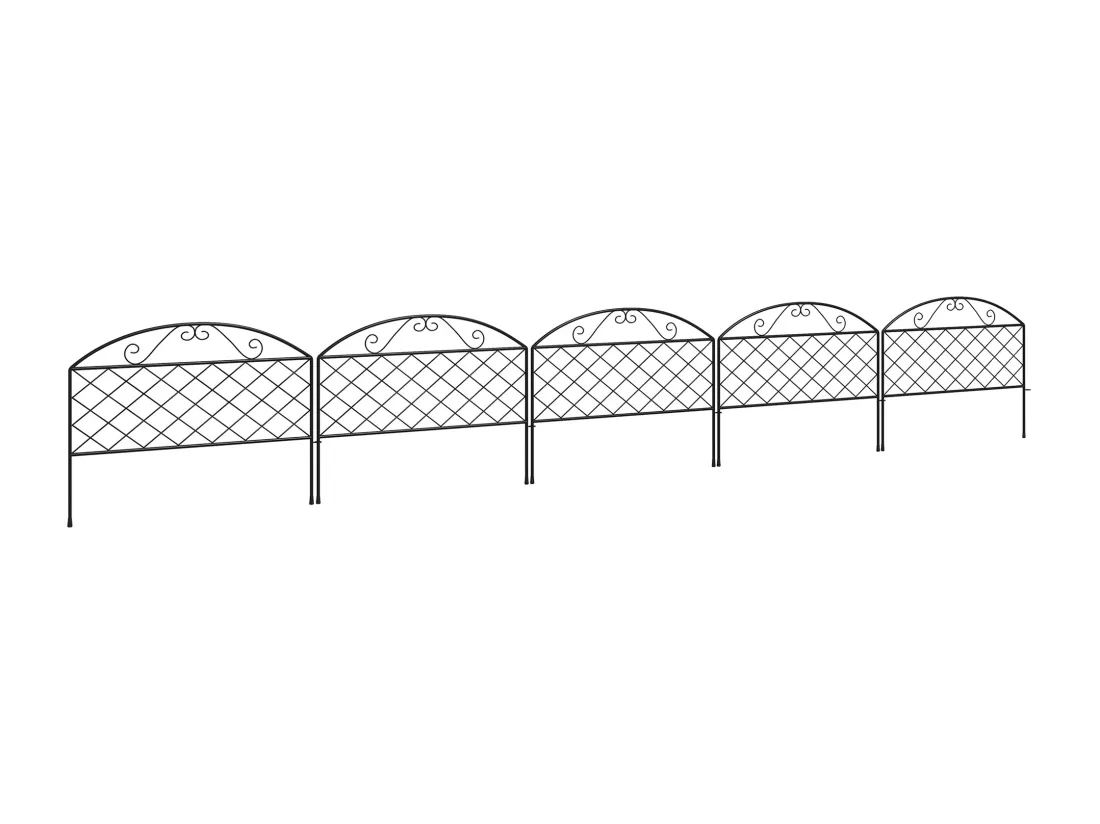 Lot de 5 clôtures de jardin décoratives avec ornements métal noir