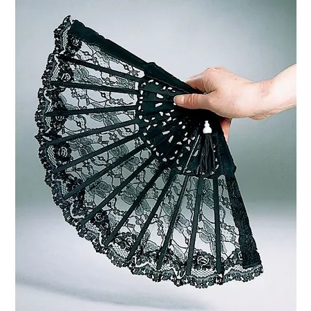 Festartikel Müller Spitzenfächer, ca. 23 cm, schwarz