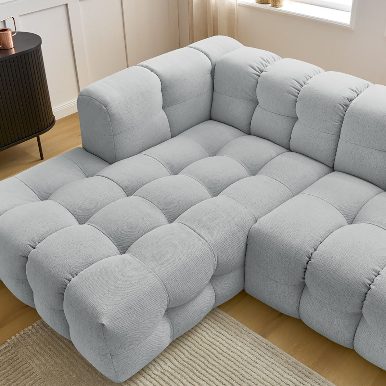 Bobochic Canapé d'angle gauche cloud gris clair - 288x184x75 cm