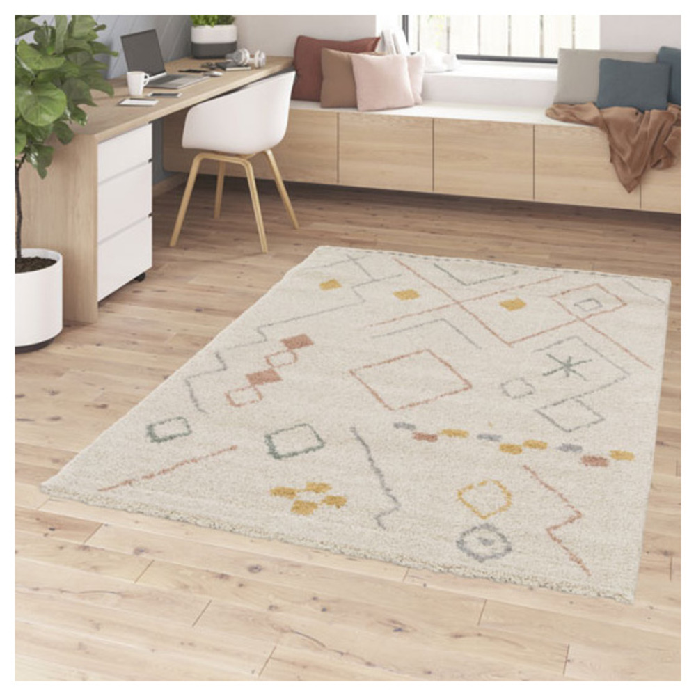 Tapis motif berbère - sakari - couleurs pastel - 160 x 230 cm