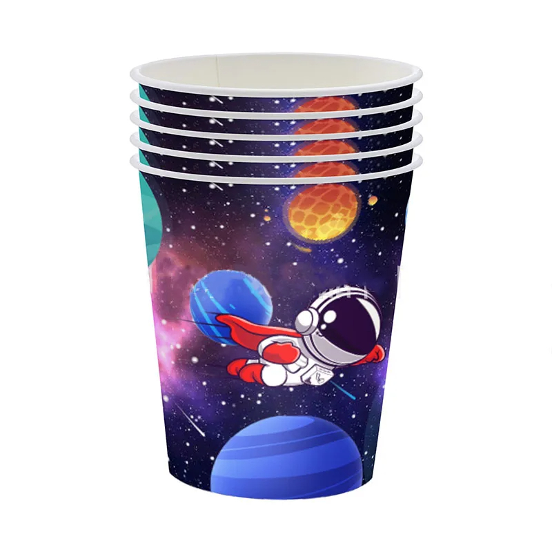 (82-tlg. Set) Einweg Geschirr Space Geburtstags Party Tisch Deko ink. Planeten Girlande / Happy Birthday Tischtuch - Astronaut