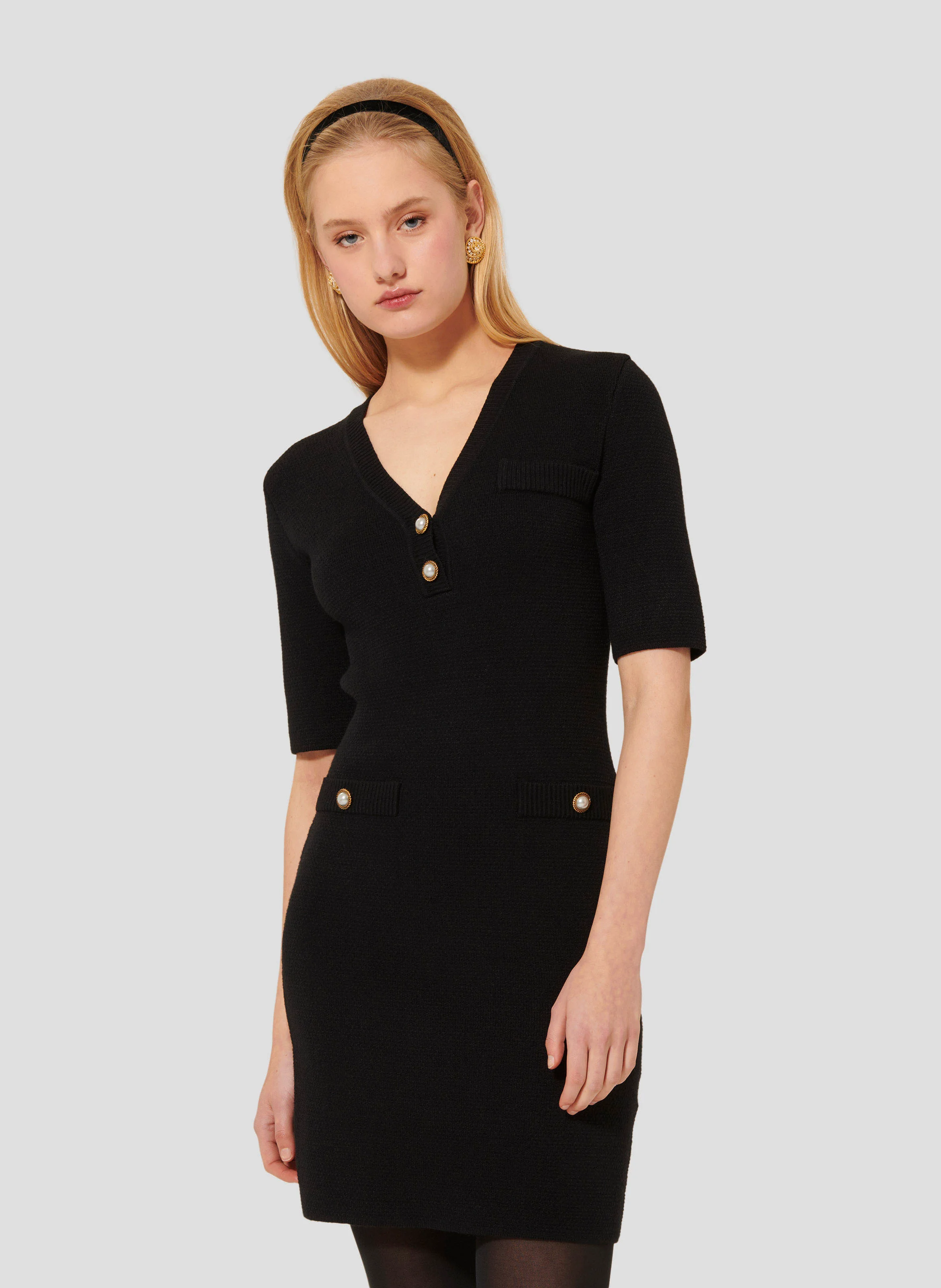 RUTHIE - Robe courte près du corps en maille | Noir
