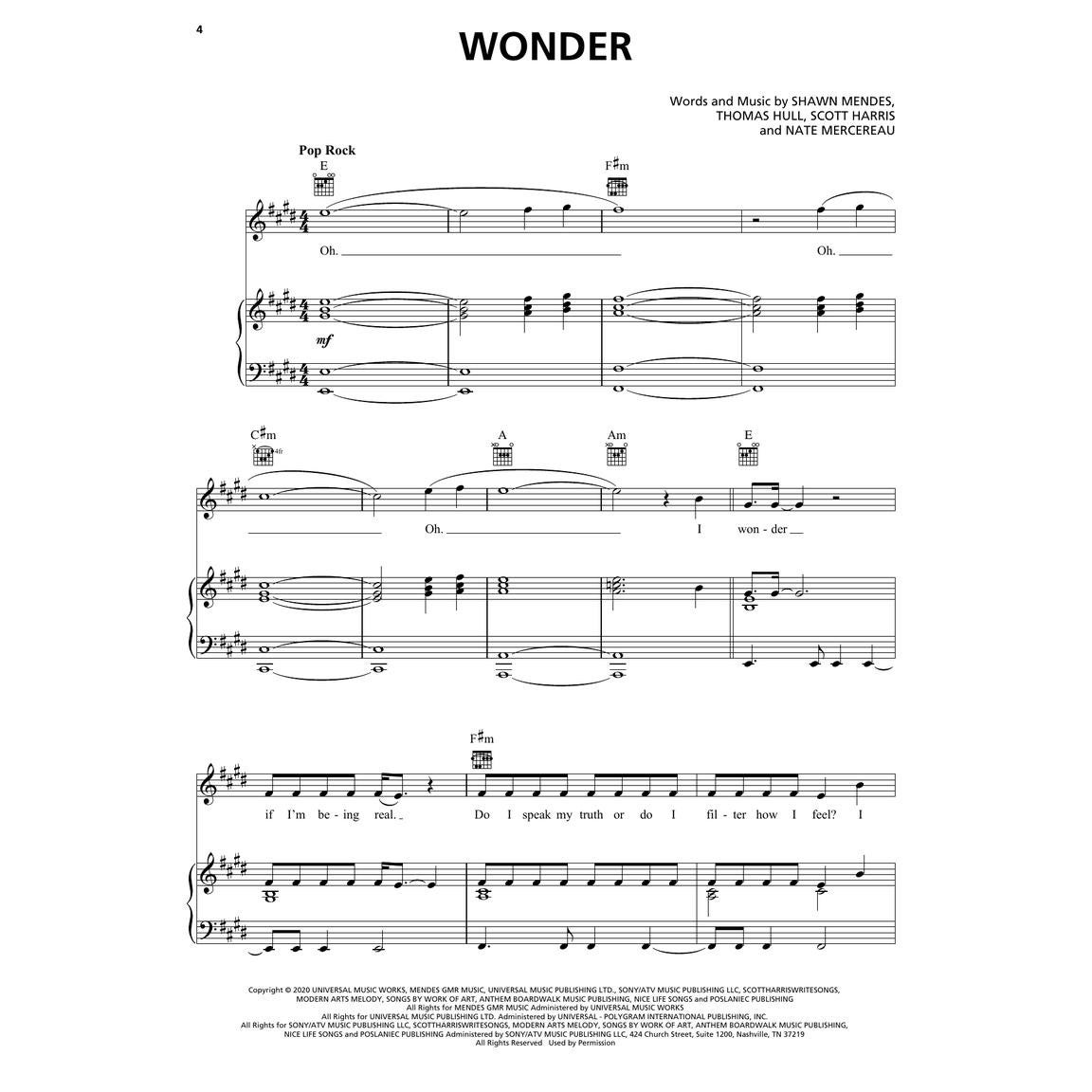 Hal Leonard Shawn Mendes Wonder voor piano, zang en gitaar