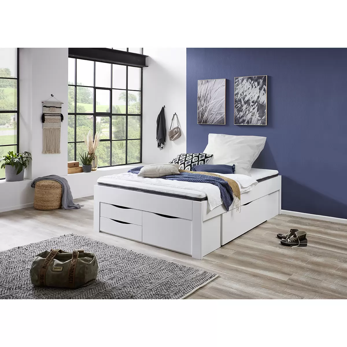 Stauraumbett Noah 140x200 weiss