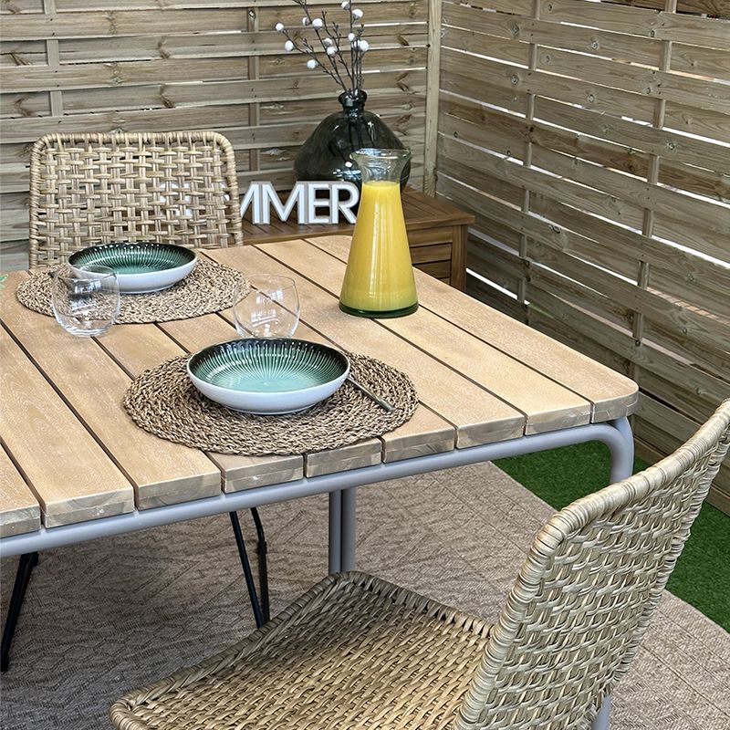Ensemble table asti en bois d'acacia fsc 160 cm et 4 chaises de jardin
