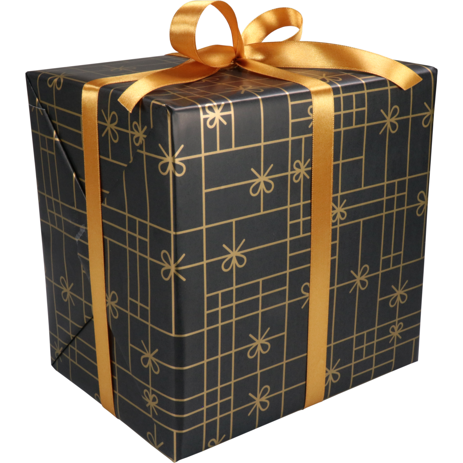 Cadeaupapier, 30cm, 200m, 80gr/m², Strikken, zwart/goud