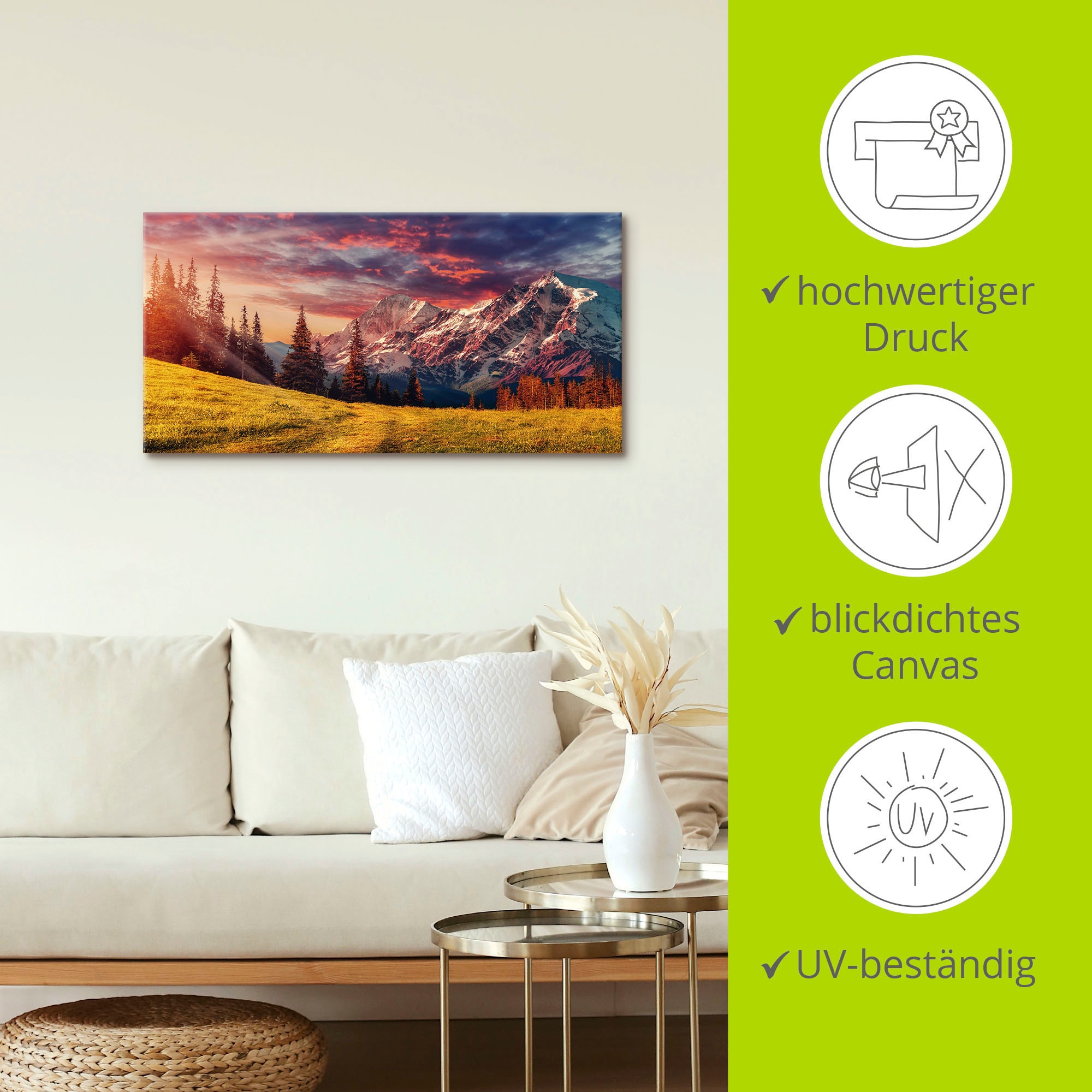 Artland Leinwandbild »Alpines Hochland« Berge & Alpenbilder 1 Stk. tlg. als Alubild, Outdoorbild, Leinwandbild in verschied. Grössen