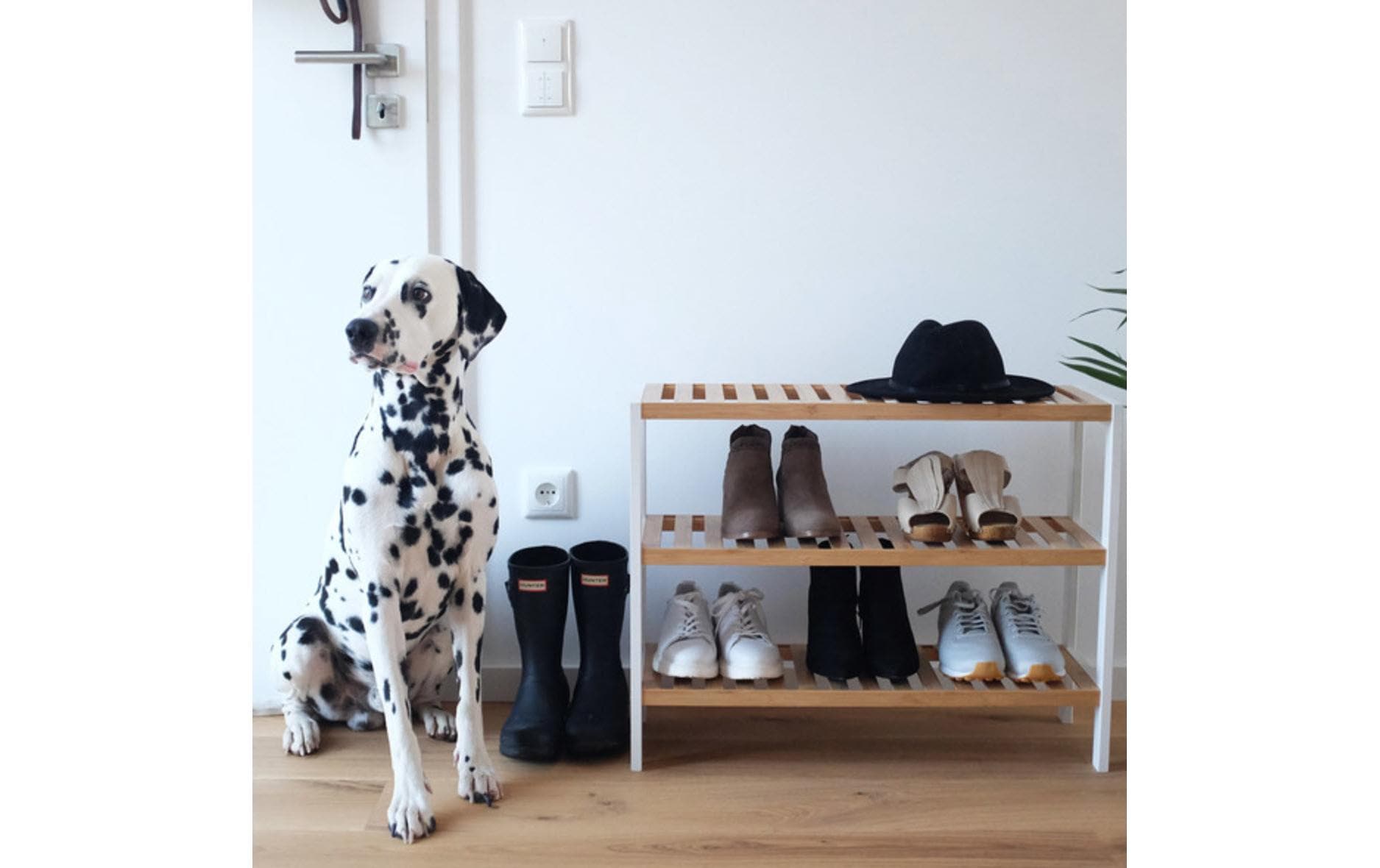 Schuhregal mit 3 Ablagen 70 x 54 cm, Nature/WeissSchuhorganizer aus Bambus