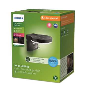 Philips solar wandlamp Zonal zwart met bewegingsensor