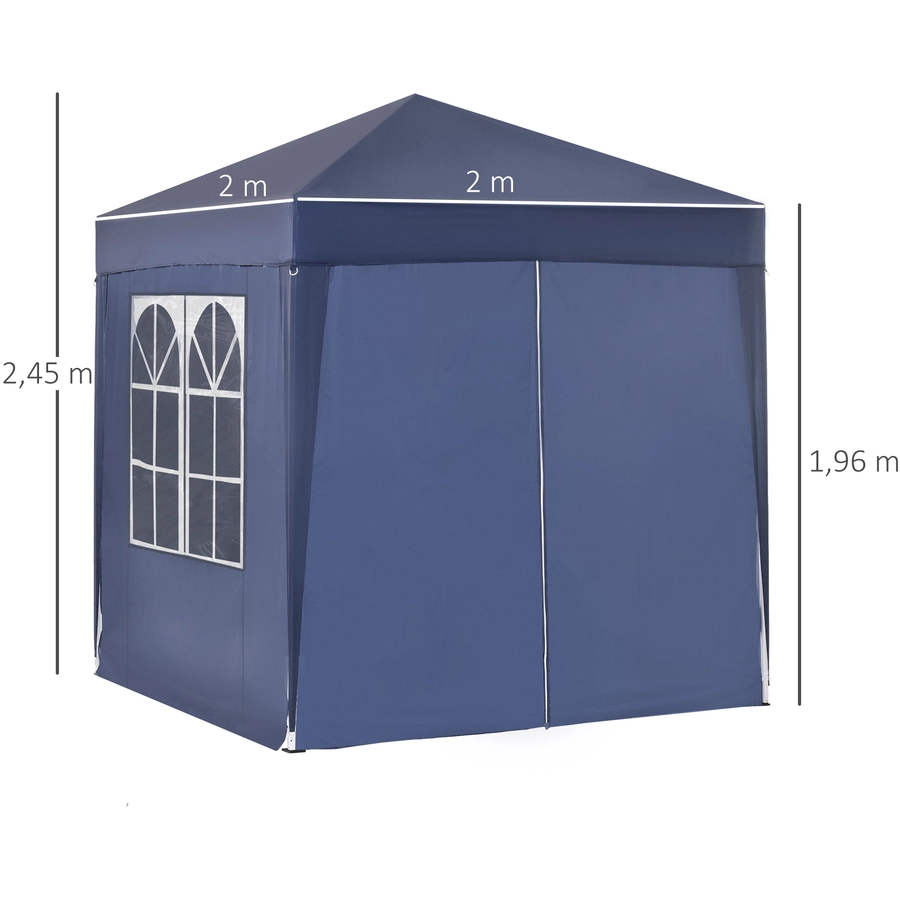 Outsunny Pavillon mit integrierten Klettverschlüssen blau