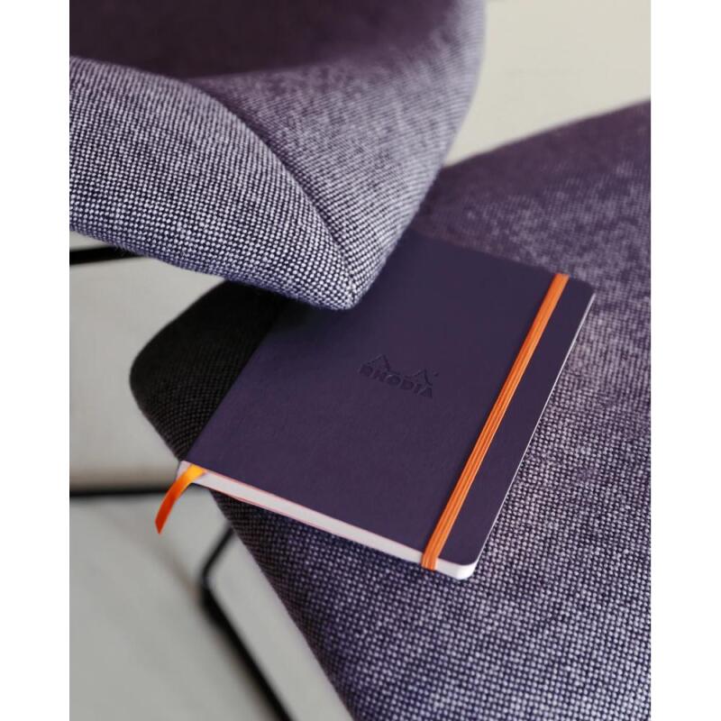 Rhodiarama carnet souple AUBERGINE A5 160 pages dot papier ivoire 90 g/m2, fermeture élastique - Aubergine