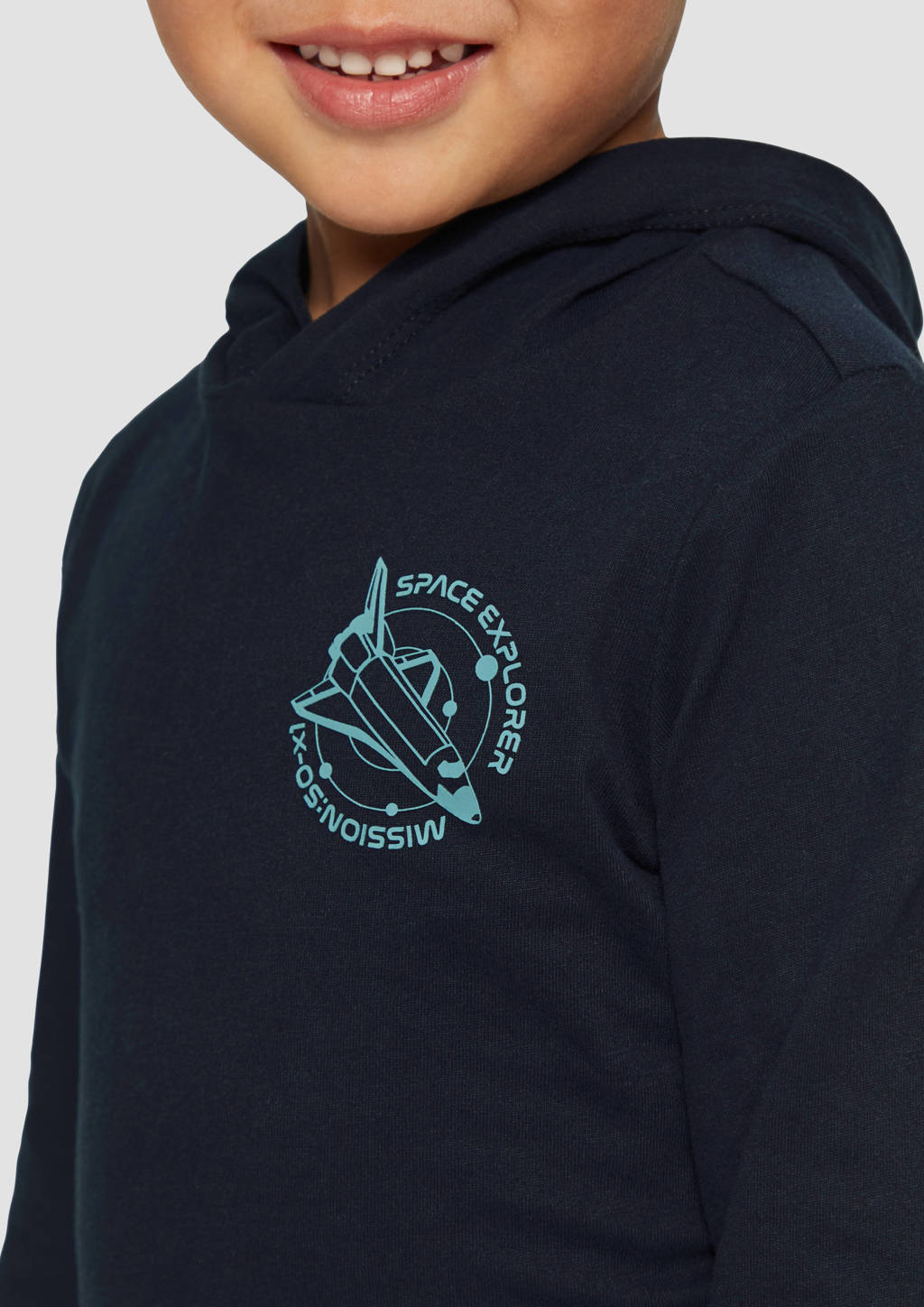 s.Oliver sweater met backprint donkerblauw