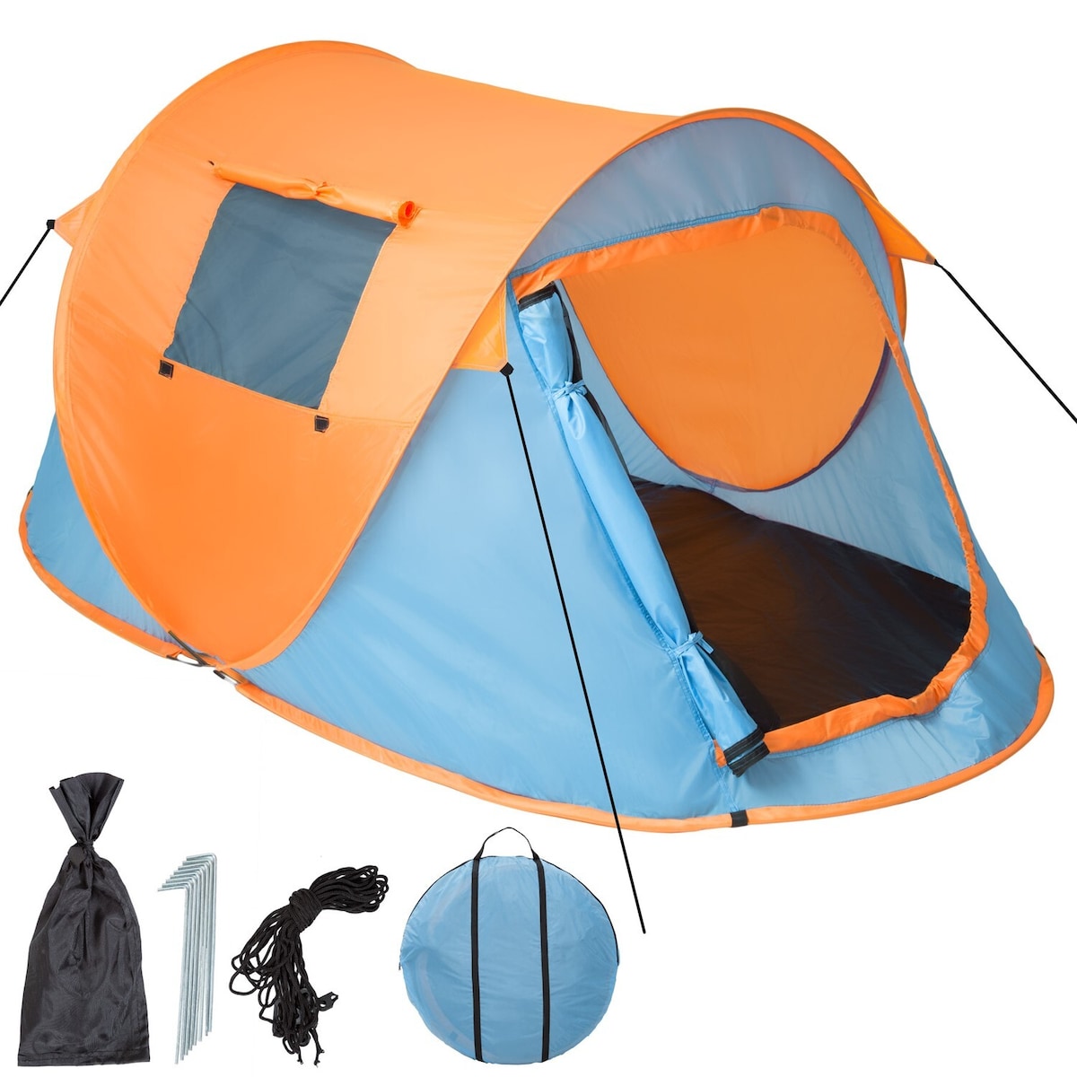 Pop up strandtelt - blå/oransje