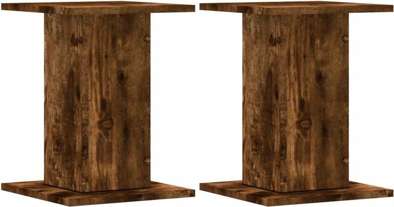 vidaXL Speakerstandaards - 2 Stuks - Bewerkt Hout - Gerookt Eiken