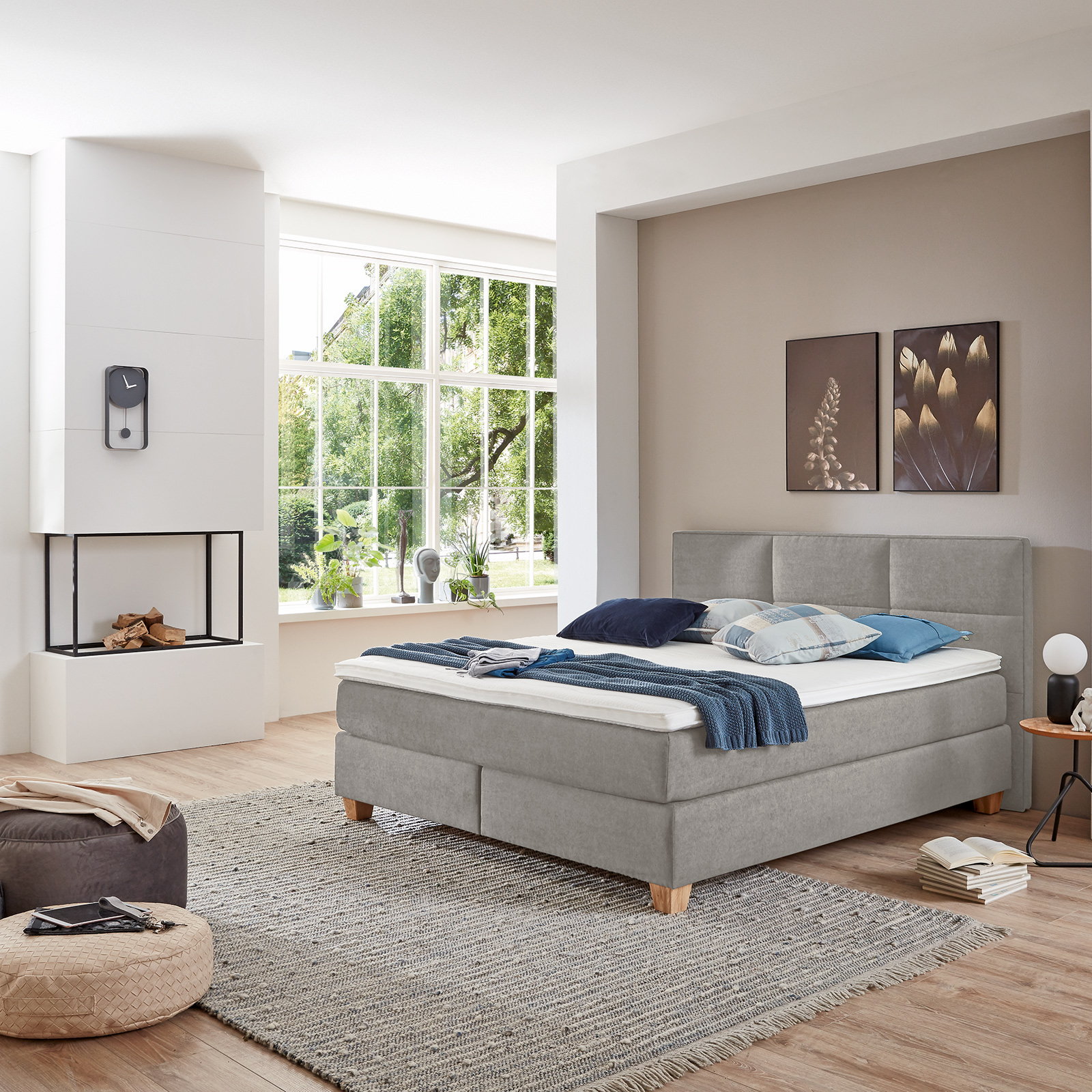 polsterpower Boxspringbett - taupe - H2/H3 - 180x200 cm